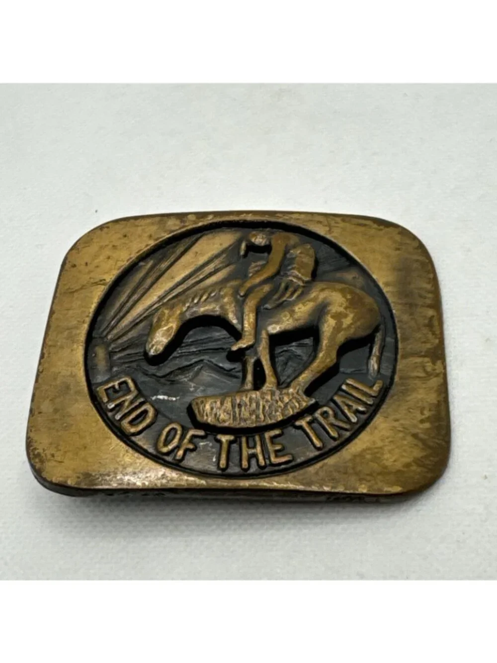 Vintage End of the Trail Belt Buckle Vintage 1970s Native American